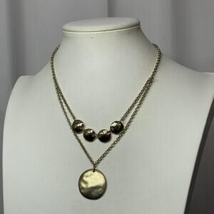 Chico's gold tone multi strand necklace signed costume jewelry pendant